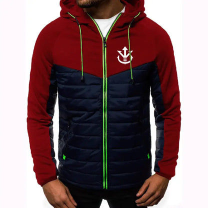2026 Men's Saiyan Vegeta Avant-garde Style Patchwork Jacket Spring And Autumn Dragon Ball Logo Print Trendy Coat Hoodies, produit gaming premium Fraquane, produits de luxe