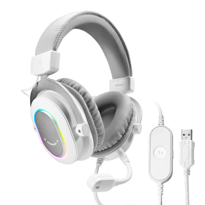 Fifine Dynamisches RGB-Gaming-Headset mit Mikrofon Over-Ear-Kopfhörer 7.1 Surround Sound PC PS4 PS5 3 EQ-Optionen Game Movie Music – H6