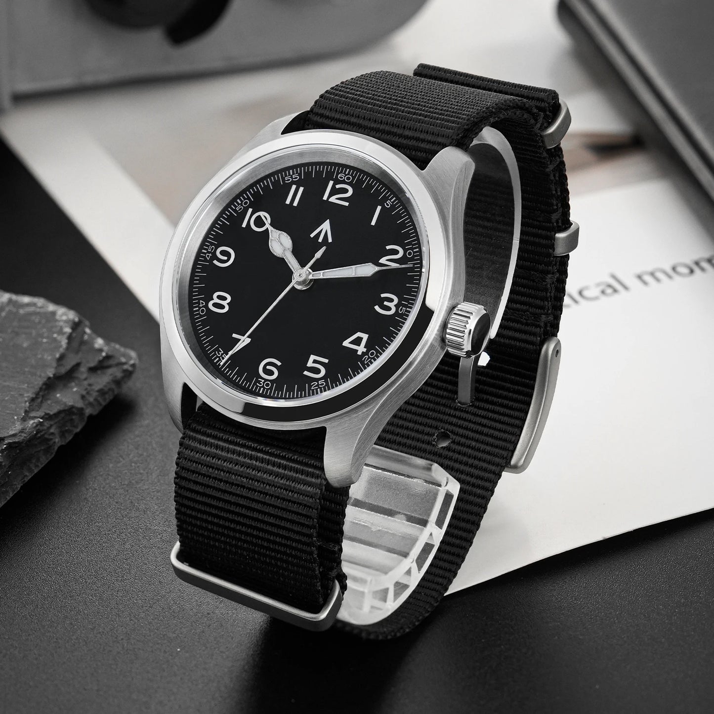 Relógio de Quartzo Vintage Militar Militado ML08 V2 com Movimento VH31, Vidro Duplo de Safira, Luminescência C3 BGW-9, Impermeável, 38mm