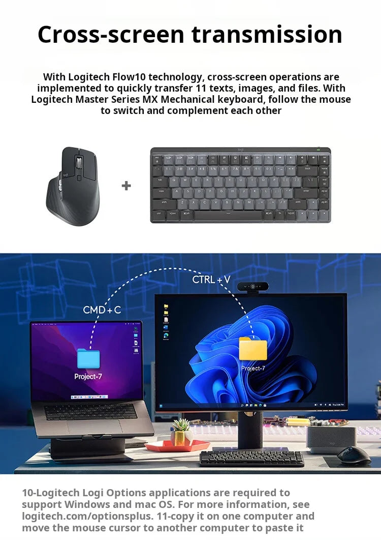Mouse Logitech MX Master 3S wireless Bluetooth Softtone per ufficio, mouse ergonomico professionale per ufficio