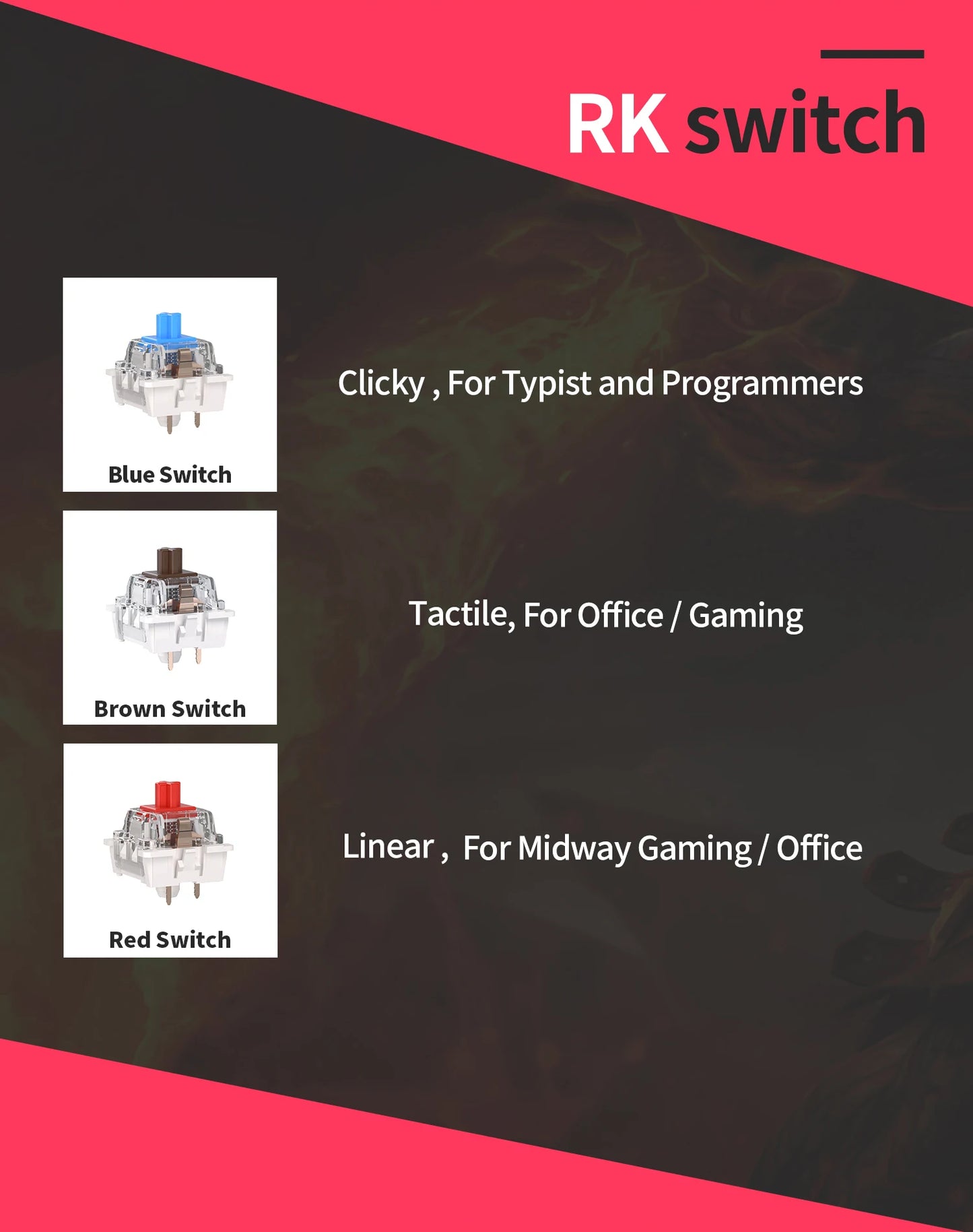 Teclado Mecânico Gaming RK Royal Kludge RK61 2.4G Sem Fios Bluetooth Tri-Mode 61 Teclas RGB Retroiluminado Mini Hot-swappable