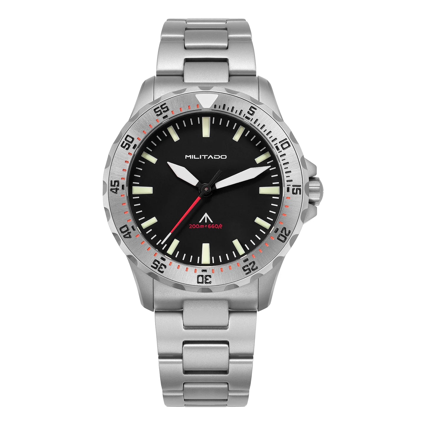 Militado ML16 Quartz Watch VH31 Sweep Movement Sapphire Super Luminova Watches Stainless Steel 200m Waterproof Wristwatch