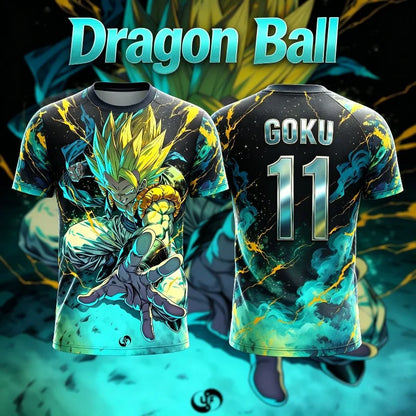 2026 New Summer Dragon Ball Gogeta 3D Print Jersey Men Breathable Quick Dry Outdoor Sports Anime Streetwear Causal Short Sleeve