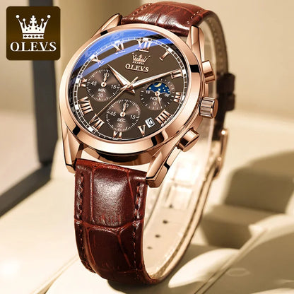 Montre multifonctionnelle pour homme OLEVS 2871, en acier inoxydable, lumineuse et étanche, de luxe, idéale pour les affaires.