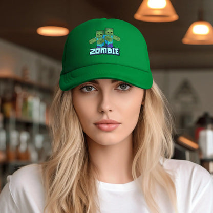 Voksen Creepers Zombie fjendtlig mob-karakter Trucker-kasket Mesh-baseballkasket Polyesterhat Solkasket Justerbare golfkasketter Sommer