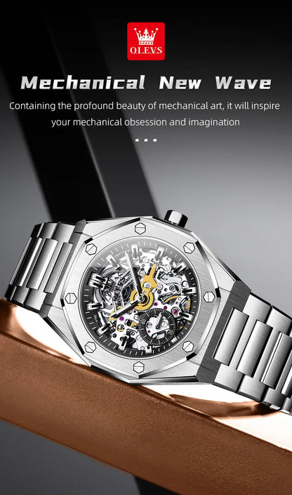 OLEVS 6669 Fully hollow men's watch luxury automatic mechanical watch men's 30M waterproof Man Wristwatches