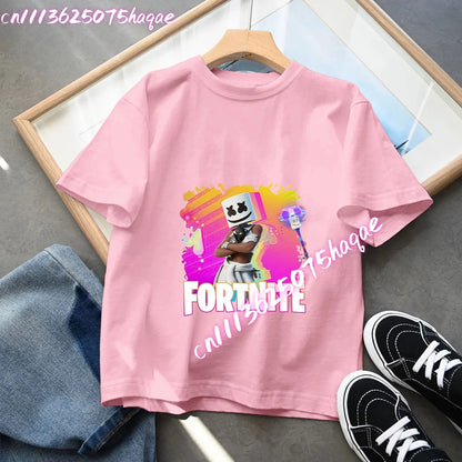 Fortnites Series Summer-børnetøj, hot game T-shirt til drenge og piger, tegneserieprint, kortærmede toppe til børn, sjove fødselsdagsgaver