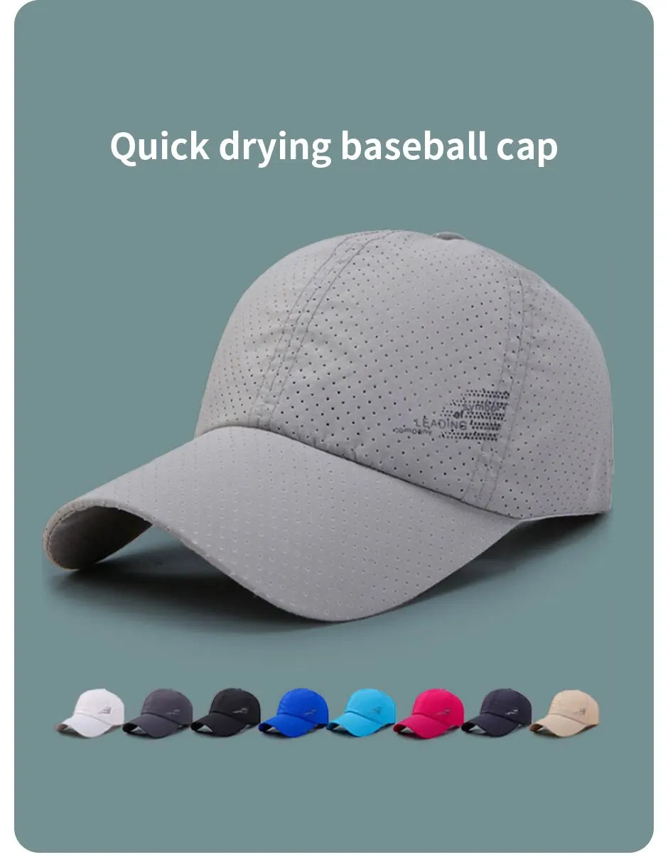 Gyorsan száradó baseball sapka – szabadtéri sportokhoz, hálós, lélegző sapka férfiaknak – hordozható túrázáshoz, horgászathoz, napellenzőként, golfhoz, állítható méretű sapka