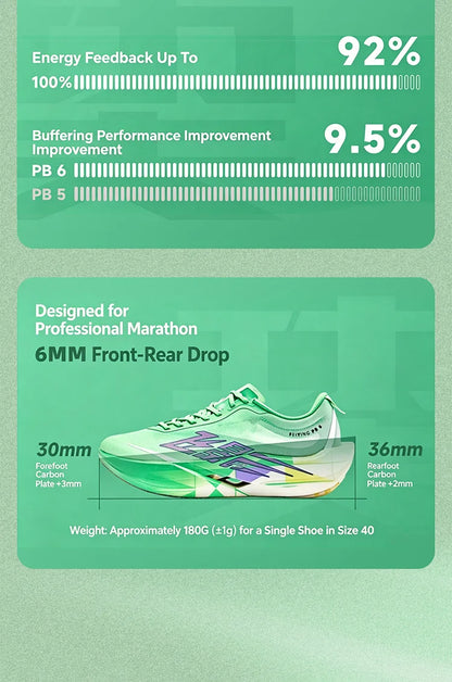 QIAODAN Feiying PB6.0 Ténis de corrida com sola de carbono para homem, ténis profissionais de maratona, ténis desportivos leves QDB023263299