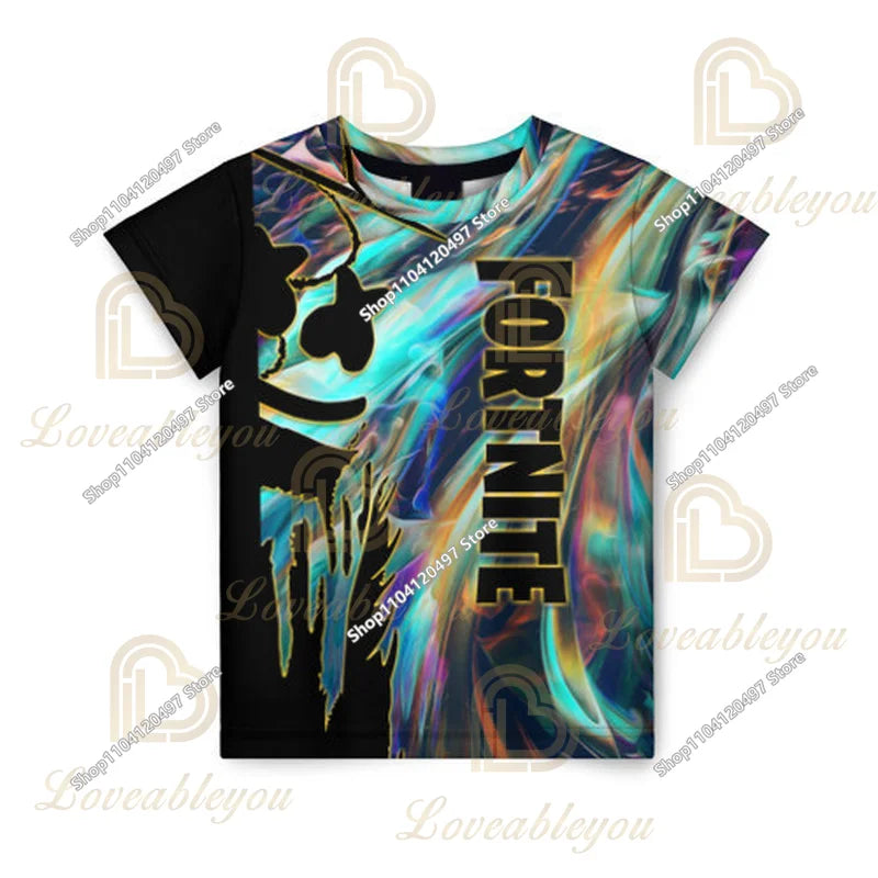 T-shirt Fortnite para Crianças Banana Peely, T-shirt para Homem e Mulher, T-shirt Battle Royale, Top de Verão Harajuku
