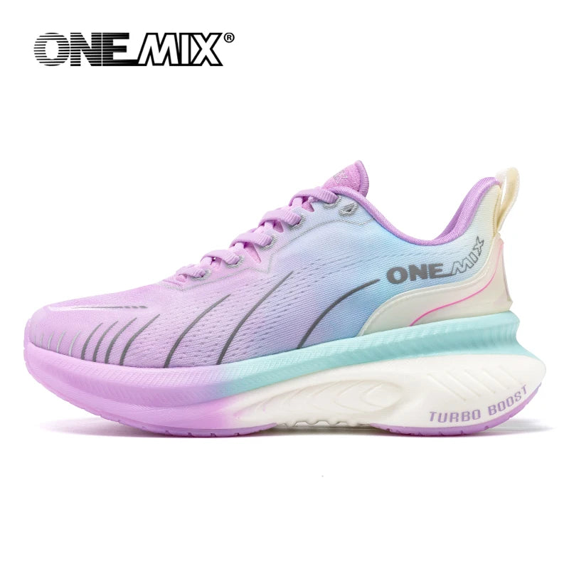 ONEMIX Nye løbesko med støddæmpning til mænd, velegnede til tunge løbere, snøresko til sport, kvinder, skridsikre udendørs atletiske herresneakers