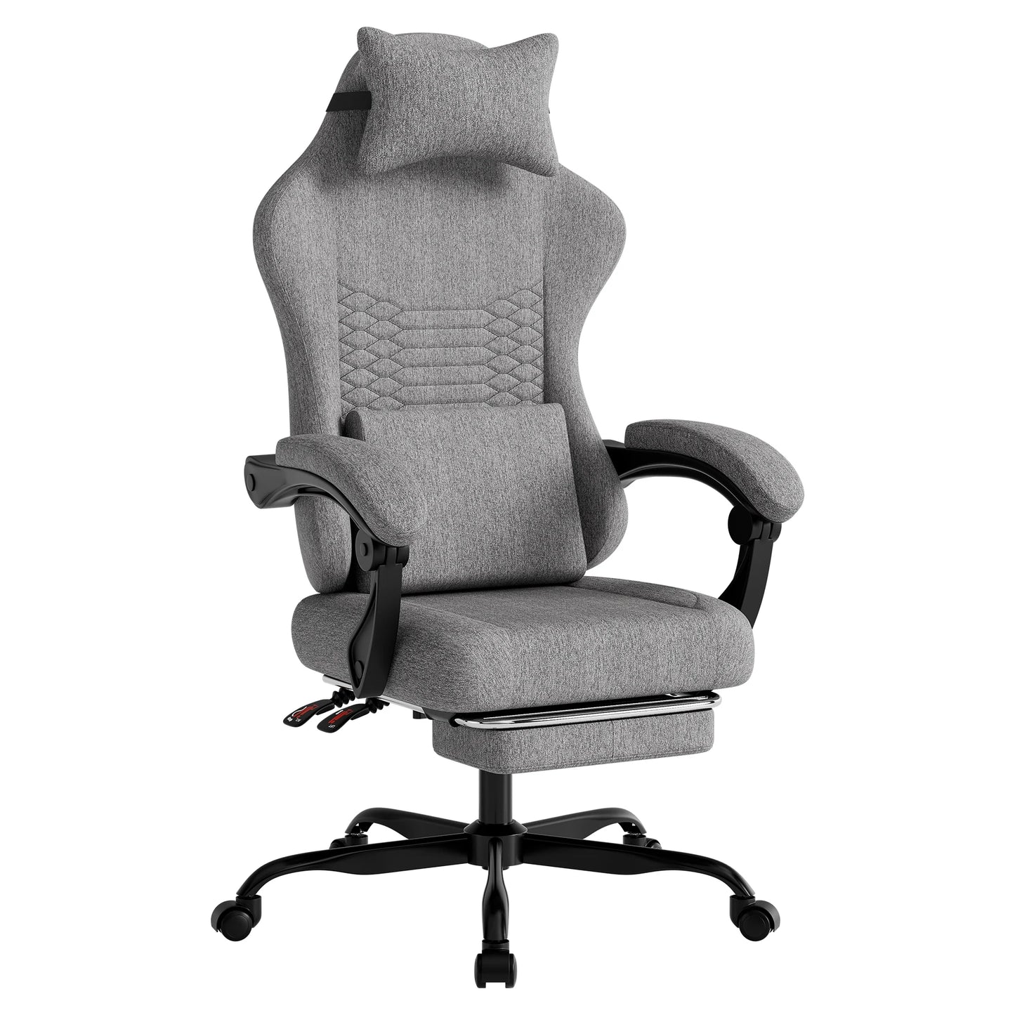 Ergonomic Gaming Chair Fabric Office Chair with Footrest, Adjustable Swivel Desk Chair with Headrest, Comfortable Racing Style Gaming Seat
