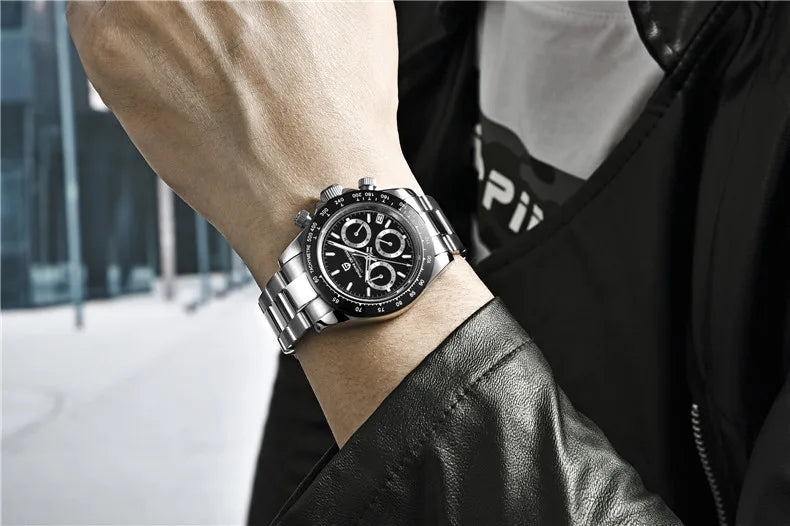 Montre-bracelet pour homme PAGANI DESIGN – Chronographe de luxe, mouvement à quartz MIYOTA VK63, verre saphir, étanche, style sportif