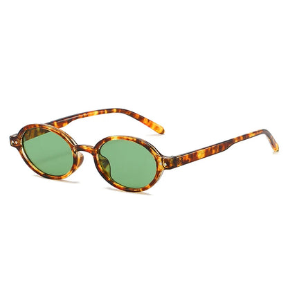 SO&EI Retro Small Oval Sunglasses Women Fashion Rivets Leopard Men Punk Shades UV400 Sun Glasses