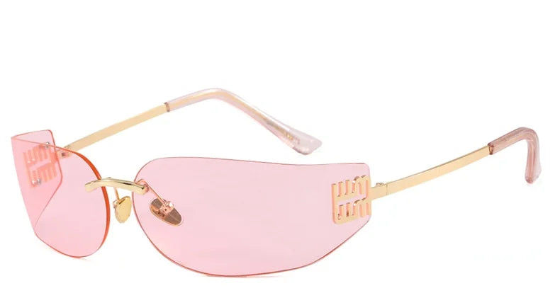 Light Luxury Frameless Curved Metal Sunglasses Personalized Y2k Fashion Women's Sunglasses Outdoor Leisure Vacation Sunglasses