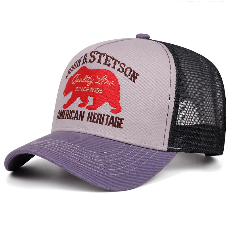 2025 Creative New Baseball Hat STETSON Red Bear Truck Hat Outdoor Sports Sunshade Hat Street Hip Hop Hat Daily Commuter Net Hat