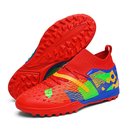 Nouveaux hommes chaussures de Football de haute qualité en plein air haute cheville ultraléger bottes de Football en salle chaussures de sport antidérapantes Futsal antidérapantes