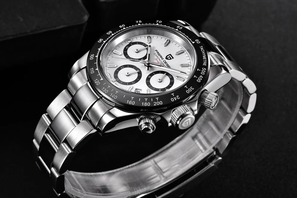 PAGANI DESIGN herenhorloge – Model met gekleurde wijzerplaten, luxe quartz-polshorloge, chronograaf met een uurwerk
