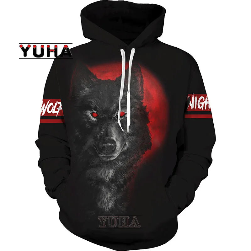 Wolf 3d Printed Hoodies Unisex Cool  Pullover Animal Graphic Sweatshirt Men’s Street Wear