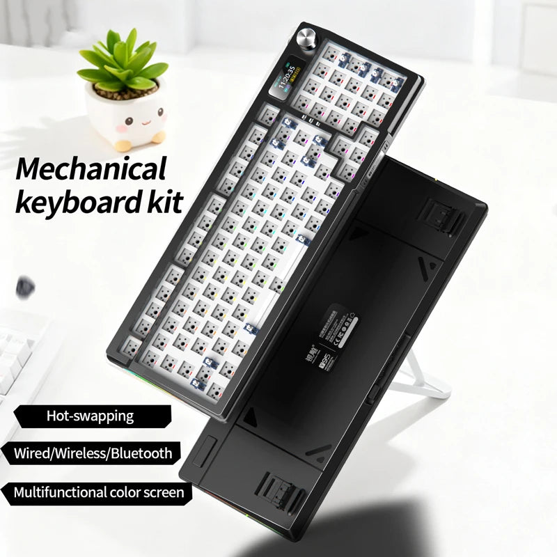 YINDIAO Y95 Keyboard Kit Hotswap TFT Screen Full RGB Backlit 2.4GHz Bluetooth Wireless Custom DIY Mechanical Keyboard