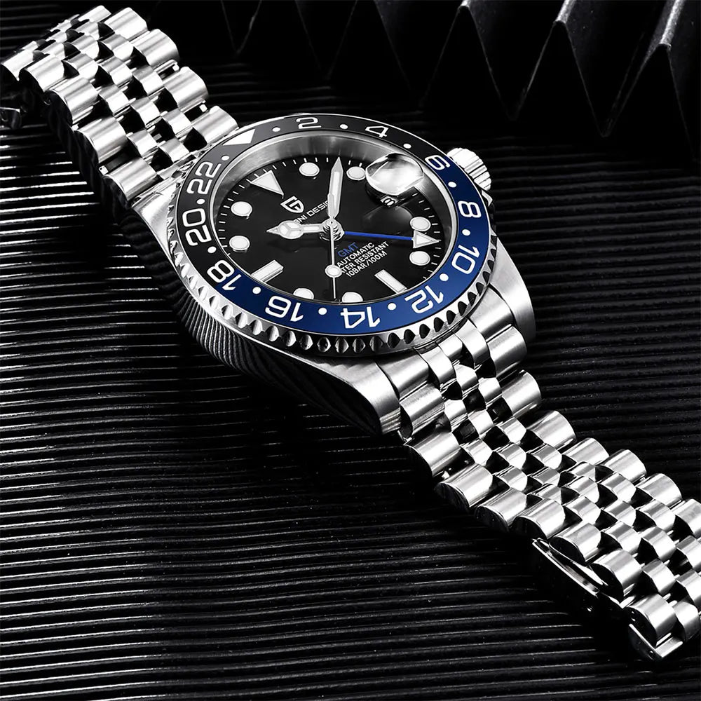 GMT Wristwatch PAGANI DESIGN Automatic Watch 40mm Mens Watch Top Brand Mechanical Watch 100M Waterproof Luminous Watches PD-1662