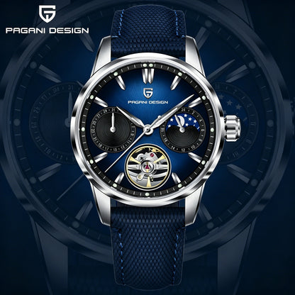 PAGANI DESIGN 41mm Men’s Luxury Mechanical Watch  Sapphire Crystal, Leather Strap & Waterproof