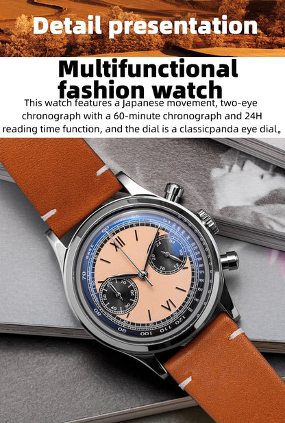 ADDIESDIVE Reloj Hombre  Multifunctional Chronograph Watch VK64 Leather Watch 10Bar Waterproof Mens Quartz Watches часы