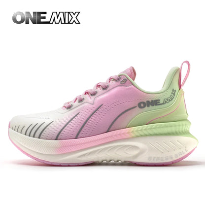 ONEMIX Nye løbesko med støddæmpning til mænd, velegnede til tunge løbere, snøresko til sport, kvinder, skridsikre udendørs atletiske herresneakers