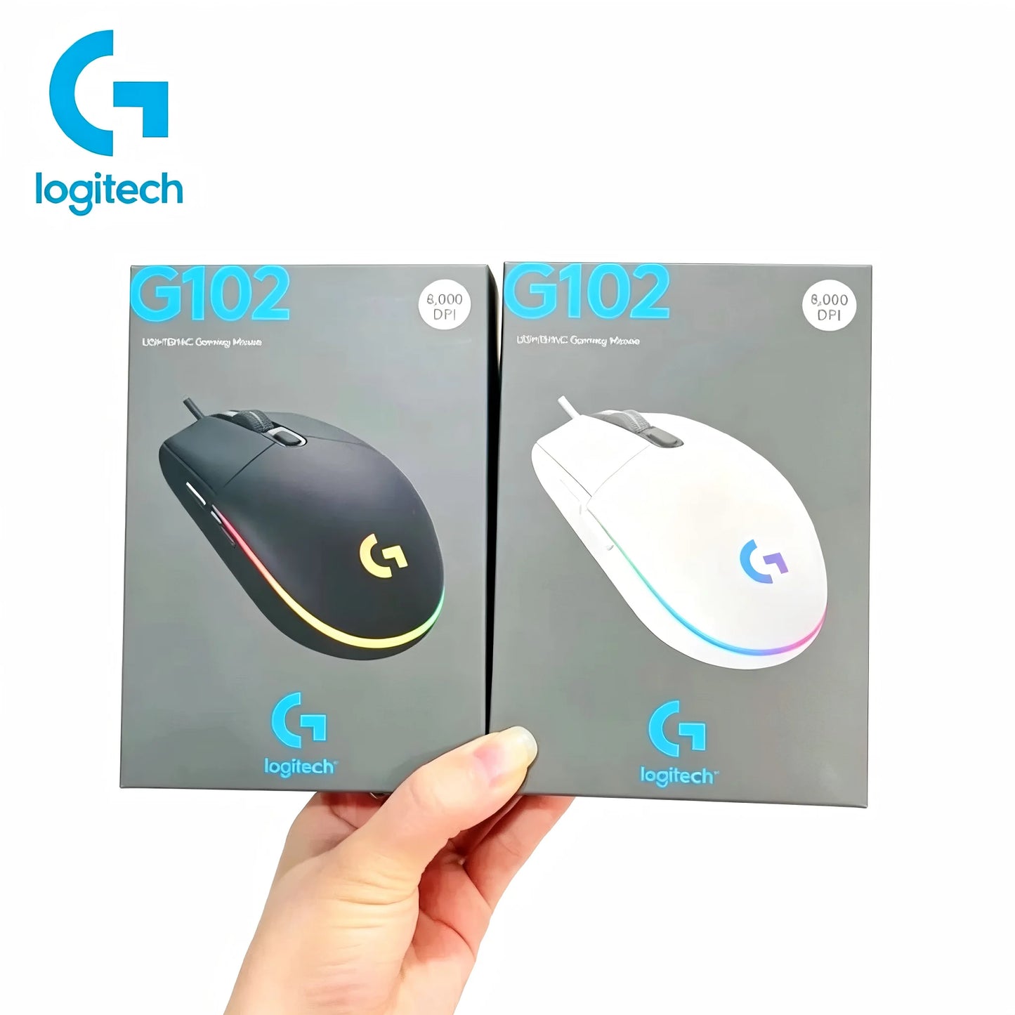 Logitech G102 Maus – kabelgebundene Gaming-Maus, 8000DPI, optisch, Esports G102 USB-Maus mit Kabel für PC