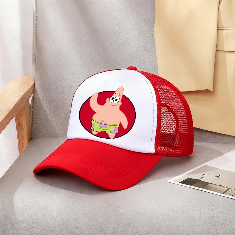 Cute SpongeBobs Baseball Cap Movie Cartoon Round Role Boy Girl Kids Adult Sport Casual Sunshade Adjustable Anime Peaked Mesh Hat