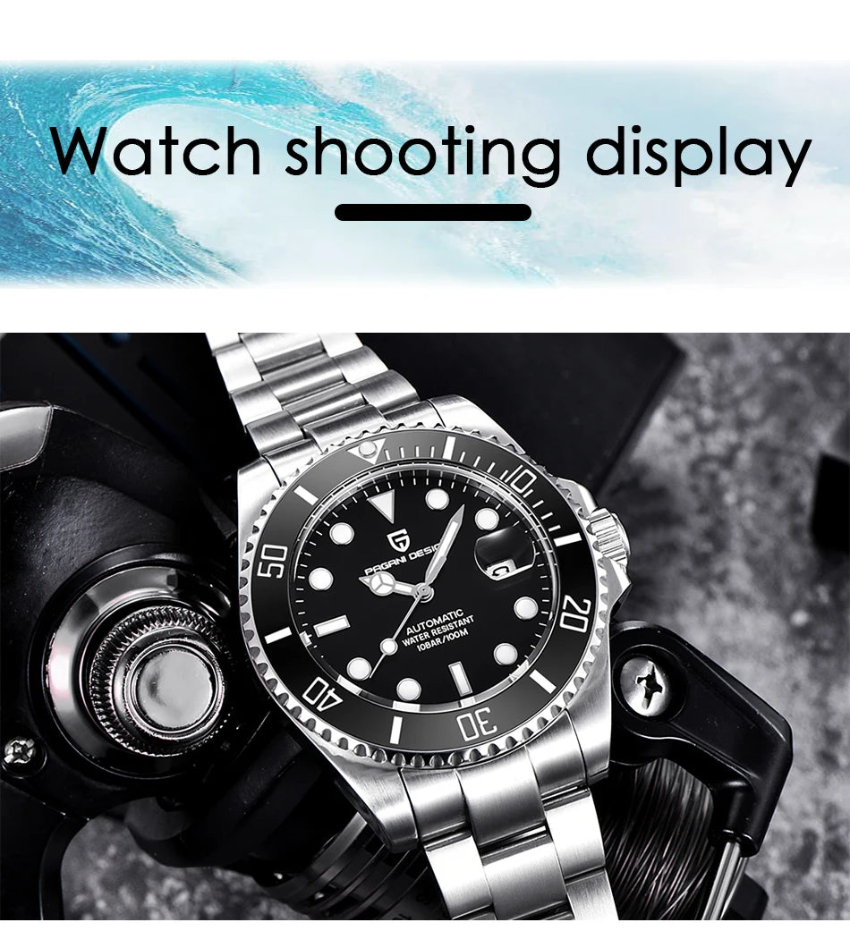 PAGANI DESIGN Diving Watch Mechanical Automatic Watch 316L Stainless Steel UltraBright Luminous Watch Top Luxury Watches for Man