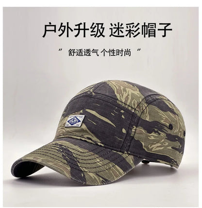 Arbejdstøj-inspireret camouflage-baseballkasket med kort skygge til mænd og kvinder, trendy unisex-solhat til udendørs brug