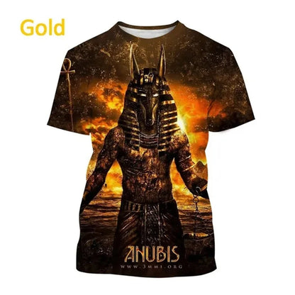 T-Shirts mit dem Sensenmann Anubis – 3D-gedrucktes T-Shirt mit altägyptischem Gott – Auge Ägyptens – Pharao – Harajuku-Mode – Kurzarm-T-Shirt