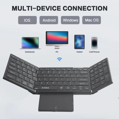 Jomaa Backlit Full Size Folding Keyboard Bluetooth+USB Wireless keyboard with Touchpad Numberic Pad for Laptop Windows