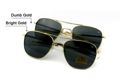 Pilot AO Sunglasses Men Top Quality American Army Military Mirror AGX Tempered Glass Lens Sun Glasses