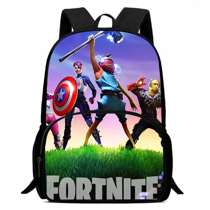 15-инчова Fortnite раница с анимационен дизайн, унисекс, за момчета и момичета, с преден джоб, лека ученическа раница с голям капацитет
