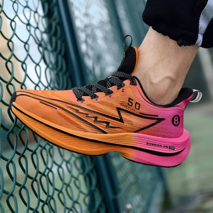 New Men's Carbon Plate Running Shoes Soft Cushion Shock Absorbing Sports Shoes Unisex Lightweight Anti-Slip Training Sneakers