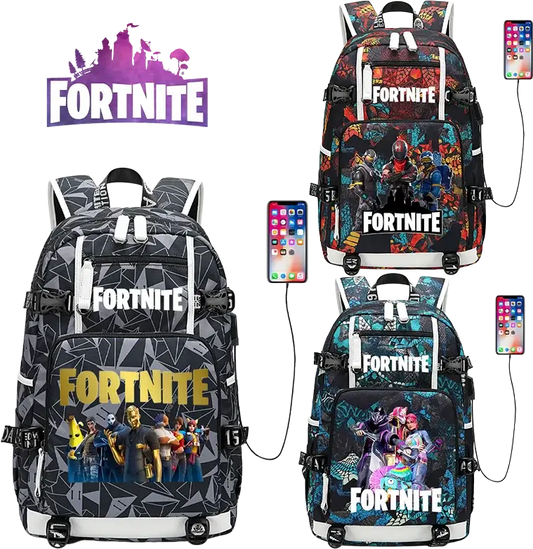Zaino scolastico Fortnite con stampa gaming per ragazzi e ragazze, grande capacità, impermeabile, leggero e resistente, regalo di compleanno
