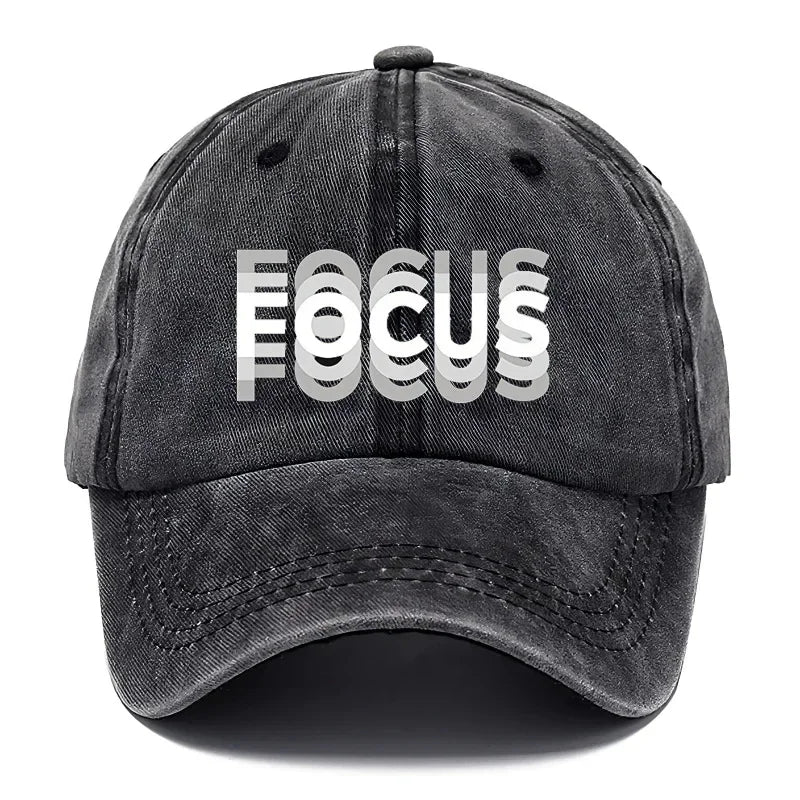 FOCUS Print Cap Washed Cotton Adjustable Classic Style Baseball Cap, Sports Duckbill Hat for Men and Women