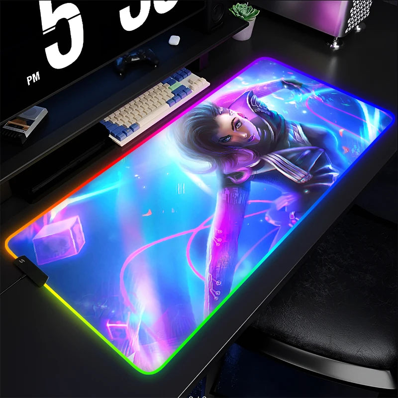 Tappetino mouse gaming, tappetino per tastiera Overwatch Sombra, tappetino da scrivania LED in gomma RGB, tappetino mouse gaming per notebook, kawaii