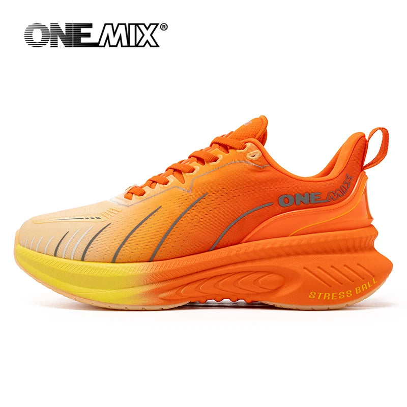 ONEMIX Nye løbesko med støddæmpning til mænd, velegnede til tunge løbere, snøresko til sport, kvinder, skridsikre udendørs atletiske herresneakers