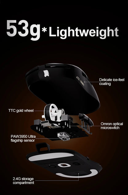 ATK Dragonfly A9 Ultra bežični gaming miš PAW3950 ultra lagan, tromodalni, ergonomski e-sports miš za igrače FPS igara A9 SE Plus