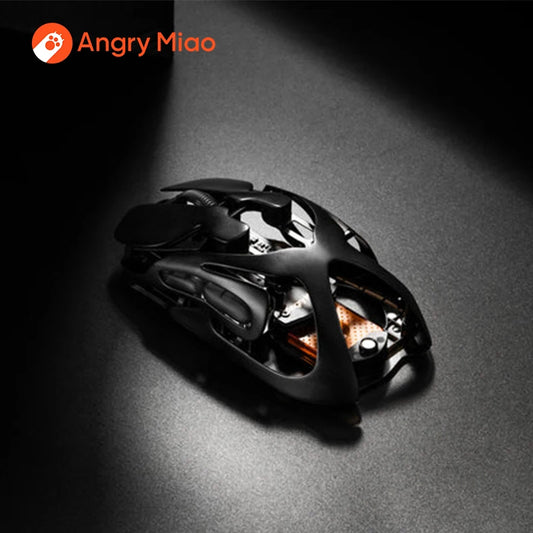Angry Miao Infinity herní bezdrátová myš, kovová, ultralehká, dutá, hot-swappable, PAW3950, duální 8K, kabelová, třírežimová