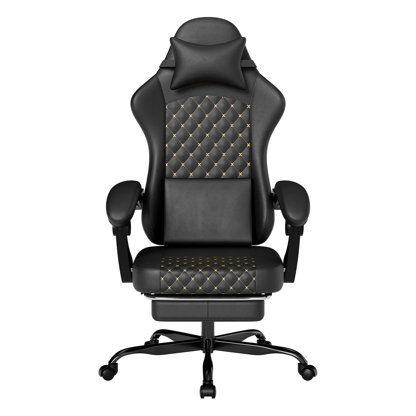 Sedia da gaming ergonomica PINGGO con poggiapiedi e massaggio, in pelle PVC, sedia da ufficio per gaming su PC, portata 150kg