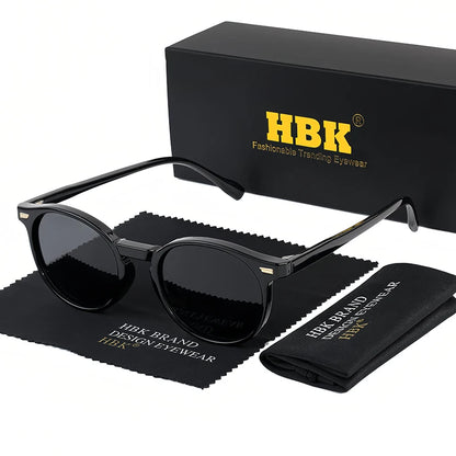 HBK Fashion Polarized Sunglasses Men Round TR90 Frame Fashion Sun Glasses Women Driving Sports UV400 Lunette De Soleil Homme