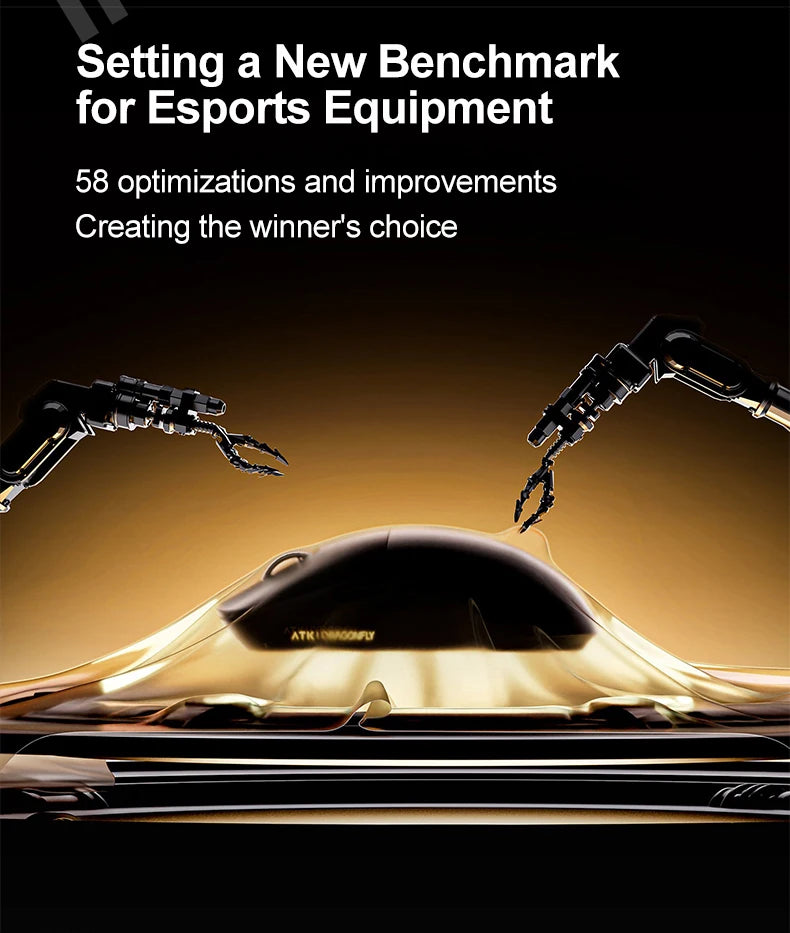 Mouse da gaming wireless ATK Dragonfly A9 Ultimate A9 Air PAW3950 ultraleggero ergonomico e-sport per gamer FPS CSGO A9 Ultra
