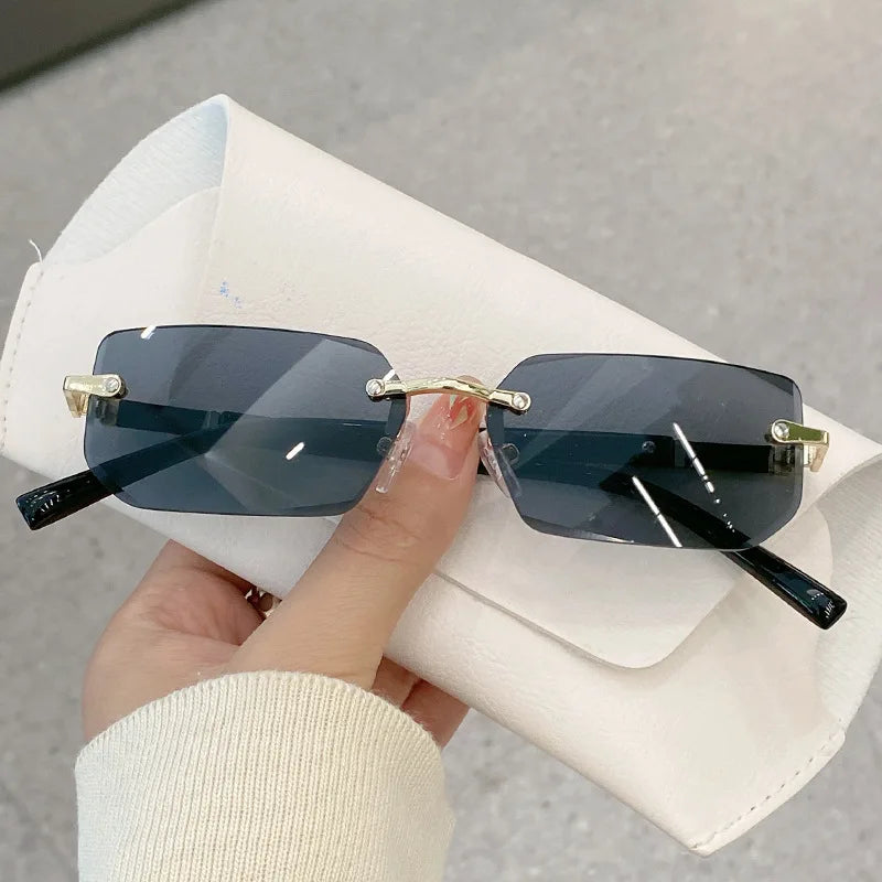 10 Pairs Per Set Wholesale Sunglasses For Women Fashion Rectangle Rimless Outdoor Eyewear Simple Casual Square Sun Glasses