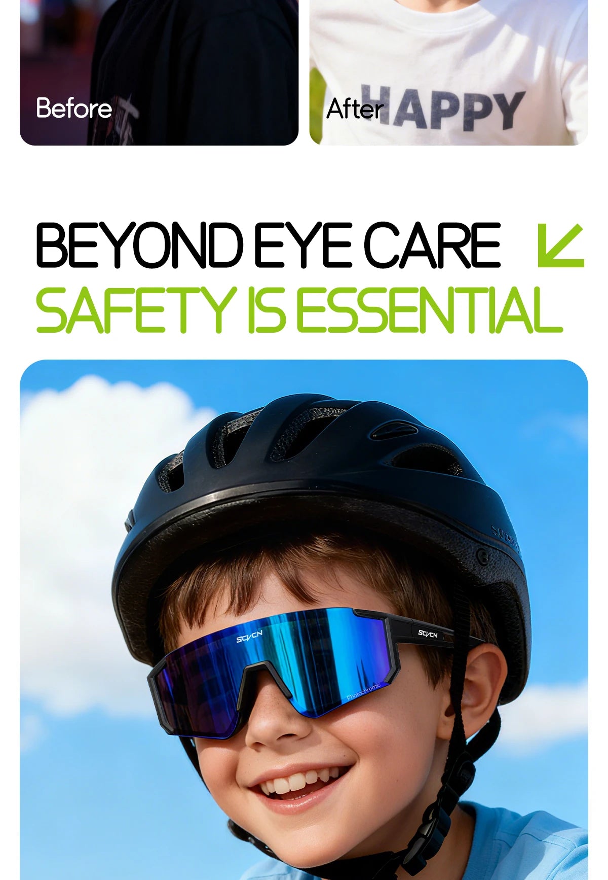 SCVCN Girls Sports Sunglasses Kids Cycling Glasses Photochromic UV400 Boys Baseball Outdoor Eyewear Running Hiking Sunglasses