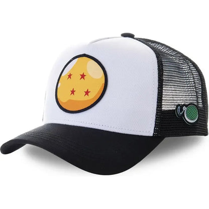 Dragon Ball Son Goku sapka, nyári utazós csúcsos sapka, férfi hímzett hip-hop stílusú napellenzős, állítható trucker hálós sapka