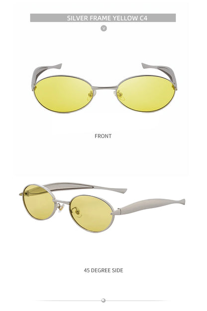 Sexy Small Oval Punk Sunglasses Women 2026 Luxury Vintage Steampunk Metal Frame Sun Glasses For Ladies Trendy Traveling Shades